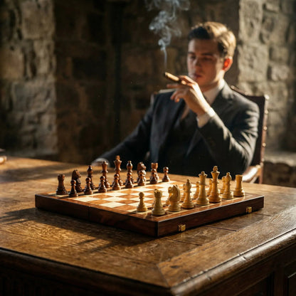 Foldable Wood Chess Set with Chess Pieces