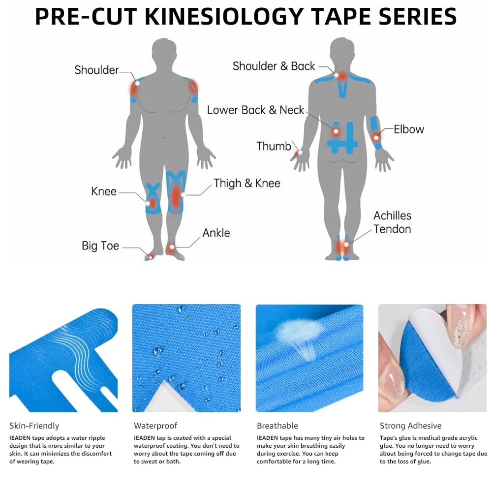 FlexiKnee Pre-Cut Kinesiology Knee Tape Strips