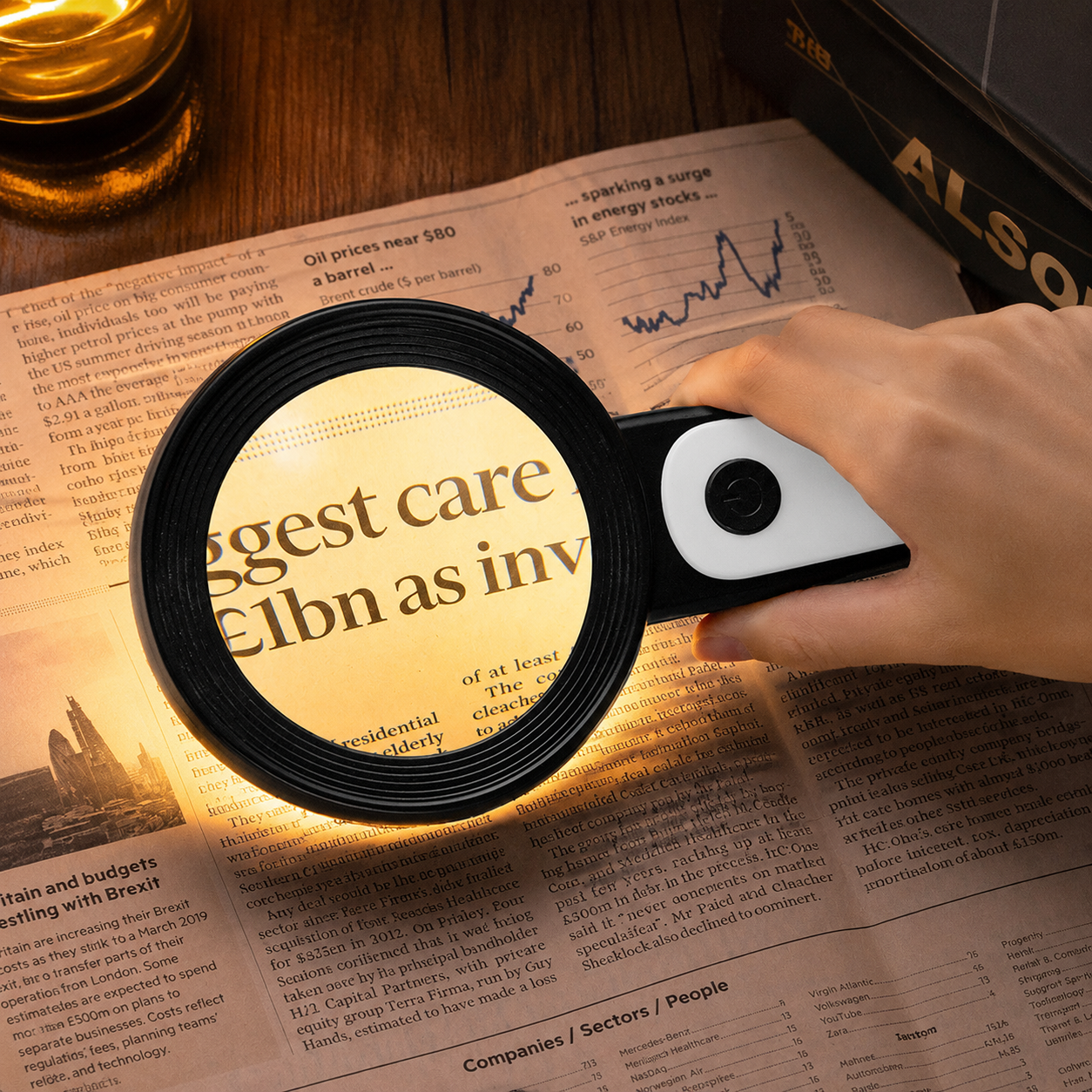 30x Magnifying Glass with LED Lighting for Seniors