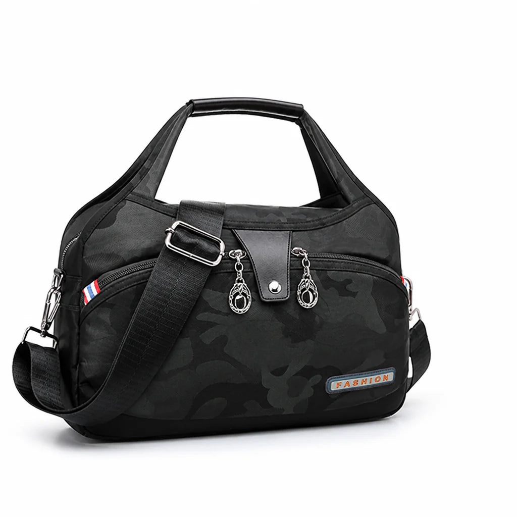 Anti-theft waterproof nylon crossbody bag with multiple zippers