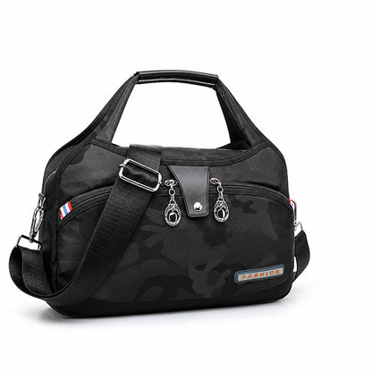 Anti-theft waterproof nylon crossbody bag with multiple zippers