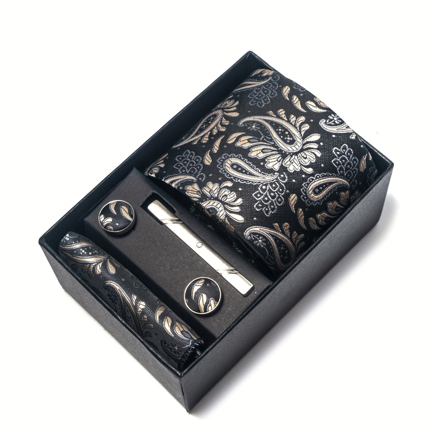 Men's Paisley Tie Set with Pocket Square & Cufflinks