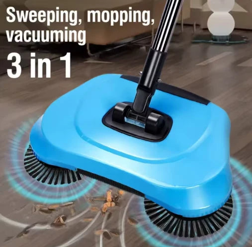 Sweeper with 360° Rotating Brushes and Adjustable Handle