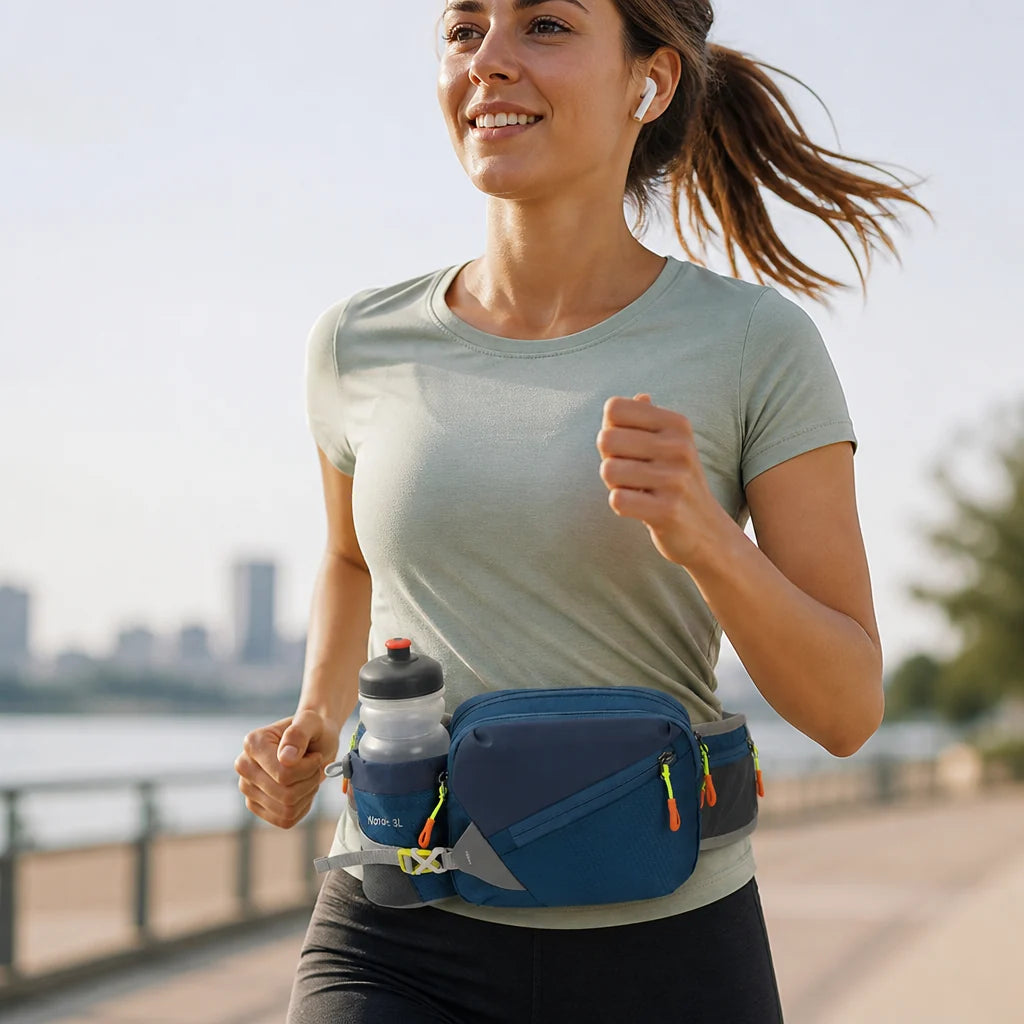 Ultralight Oxford Fabric Hip Bag for Running (with Bottle and Phone Pockets)