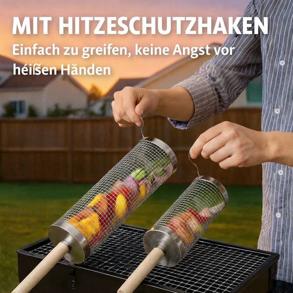 GrillEase™ Rolling Basket — Master the Grill and Enjoy Juicy, Perfectly Cooked Delights with Every Turn!