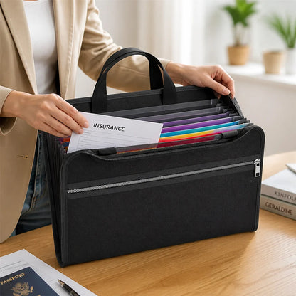 Fire- and Water-Resistant Expandable Document Folder (12 Compartments)