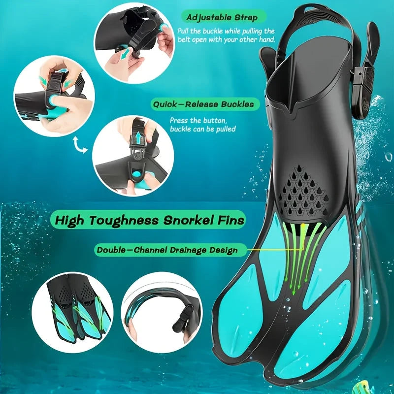 Adjustable Short Snorkeling Fins – Open Heel