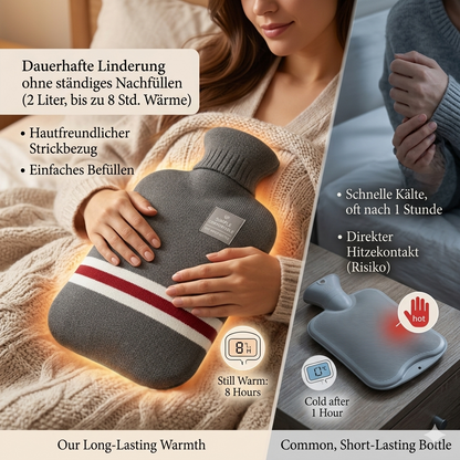 2L Hot Water Bottle with Knit Cover