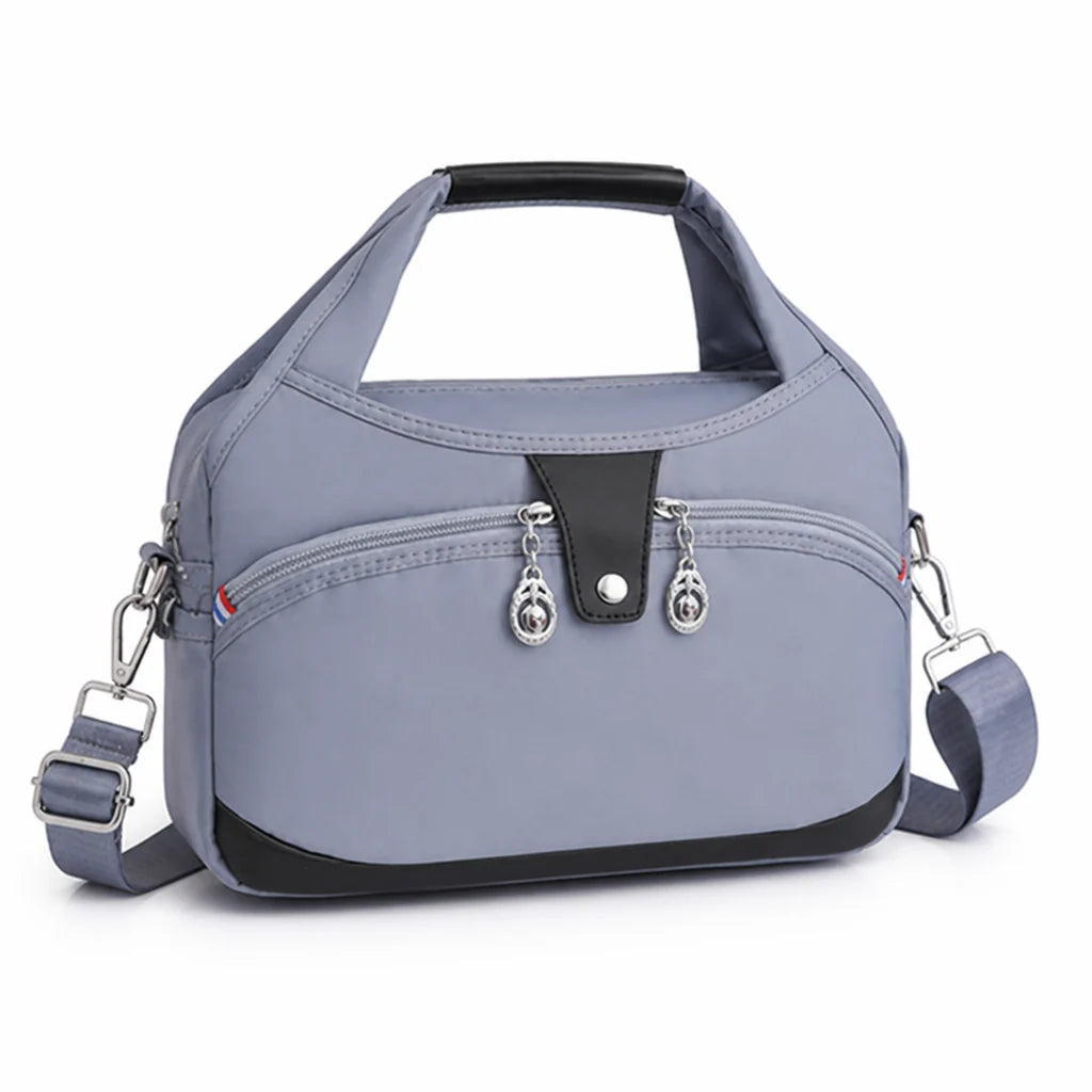Anti-theft waterproof nylon crossbody bag with multiple zippers
