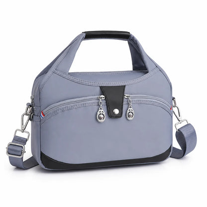Anti-theft waterproof nylon crossbody bag with multiple zippers