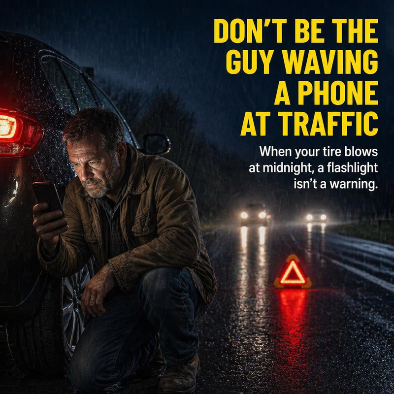 Warning triangle with LED light and power bank