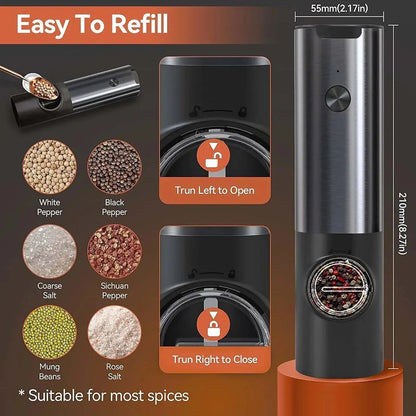 Electric Spice Grinder Set with USB-C Charging Station