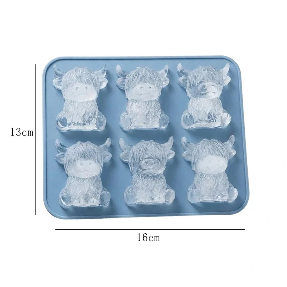 Highland Cow Ice Cube Mold 3D Silicone Ice Tray