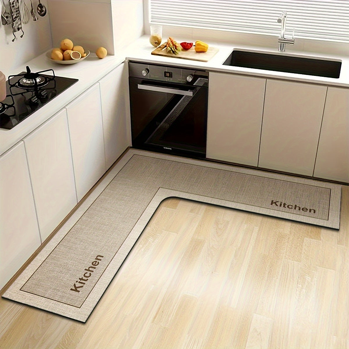 L-Shaped Kitchen Mat Non-Slip & Highly Absorbent