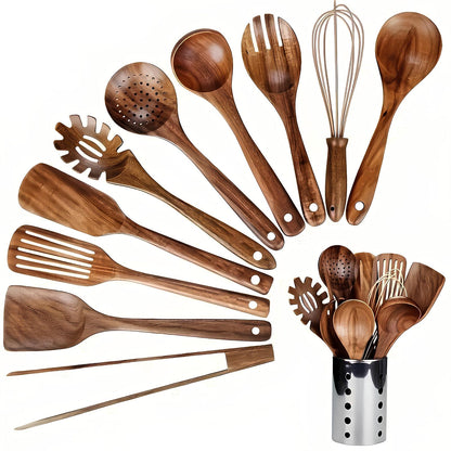 Teak Wood Kitchen Utensils Set 10-Piece