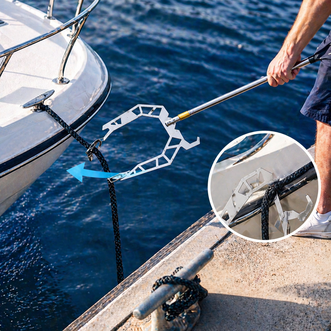 Stainless Steel Telescopic Dock Hook for Boats