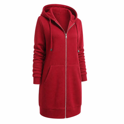 Cotton Blend Fleece Zip-Up Hoodie Tunic