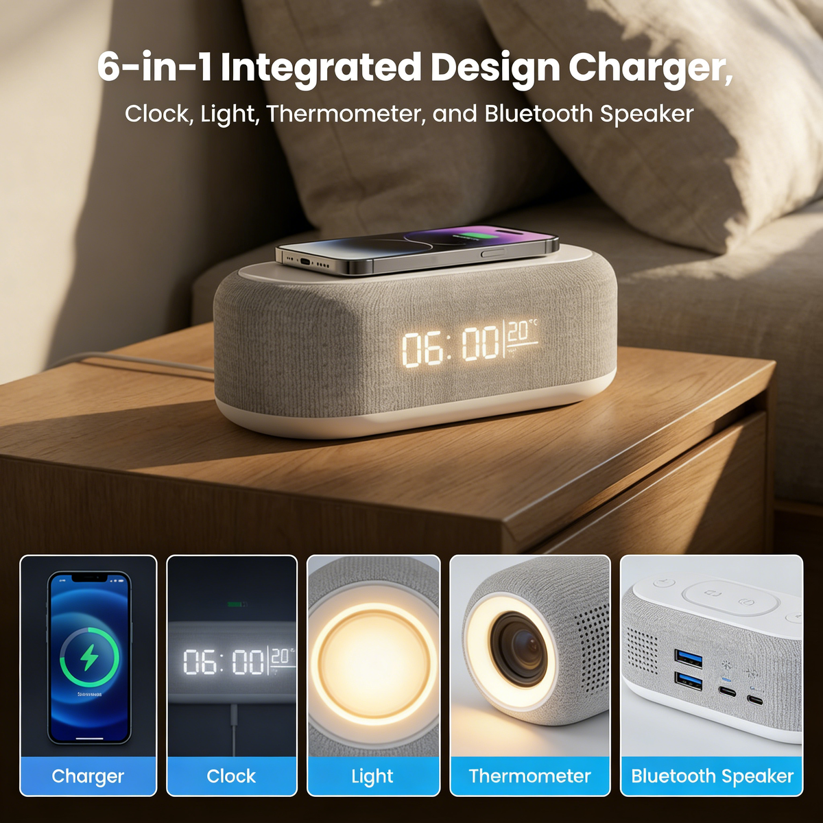 LumiNest 6-in-1 Night Device Wireless Charger