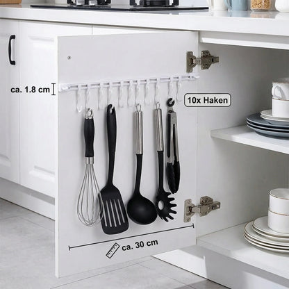 Self-adhesive hook rail for kitchen & bathroom (2 pcs.)