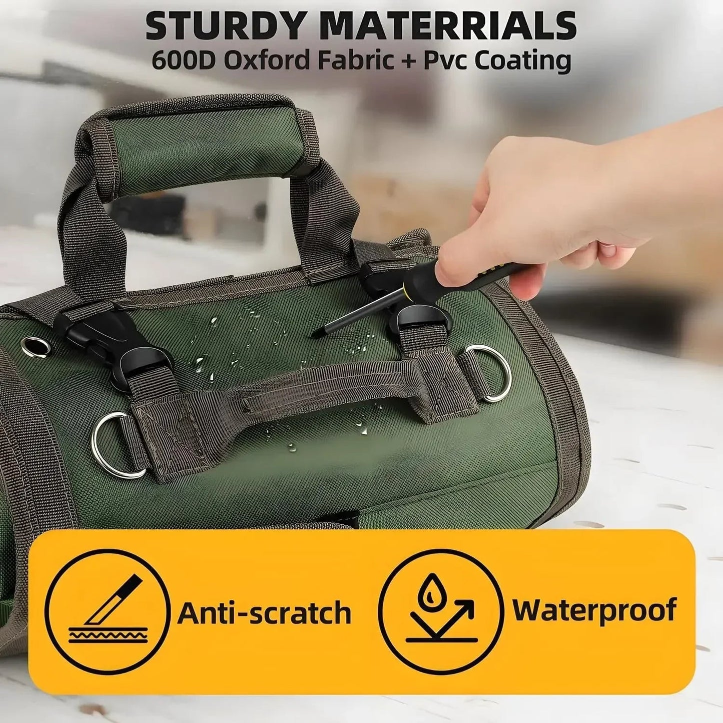 Tool Roll Bag with Removable Pockets