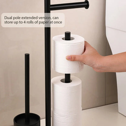 Toilet Paper Holder with Brush & Shelf