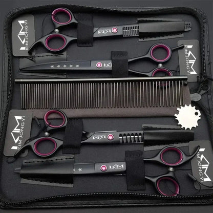 Dog grooming kit with stainless steel blades and ergonomic handles
