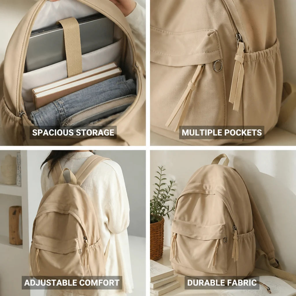 Durable Fabric Multi-Pocket Backpack for Laptop