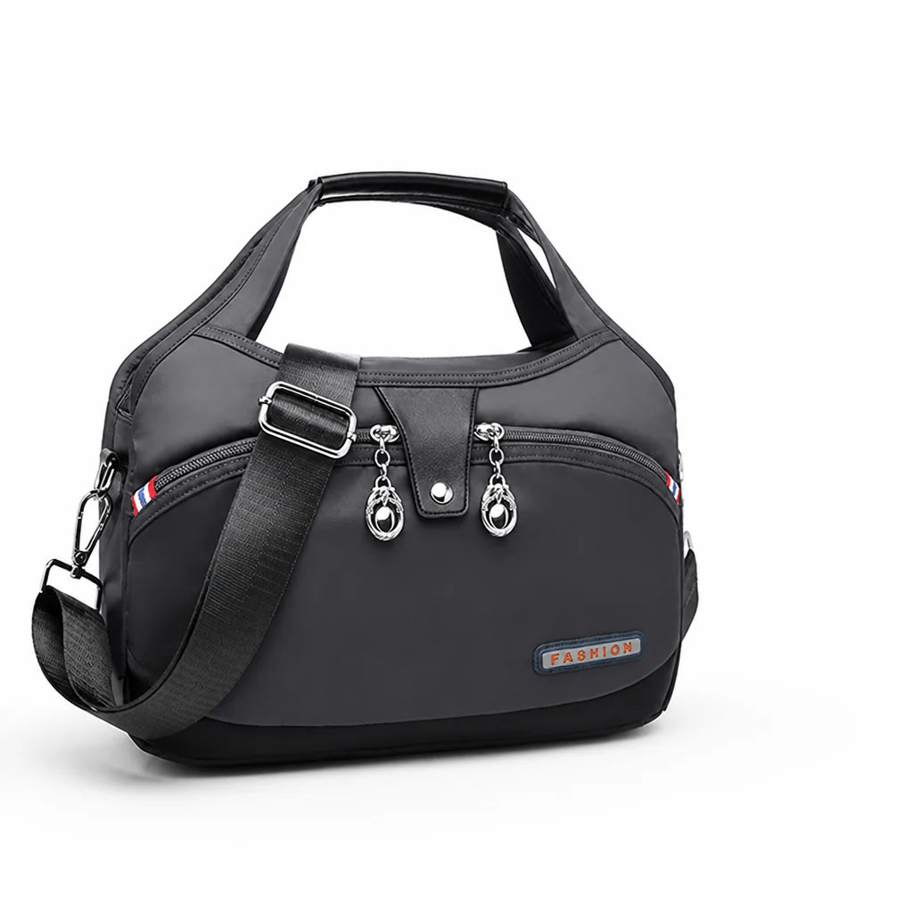 Anti-theft waterproof nylon crossbody bag with multiple zippers