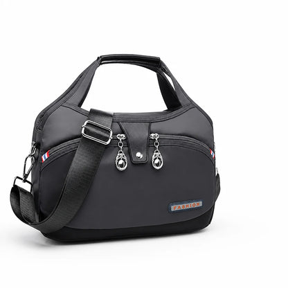 Anti-theft waterproof nylon crossbody bag with multiple zippers