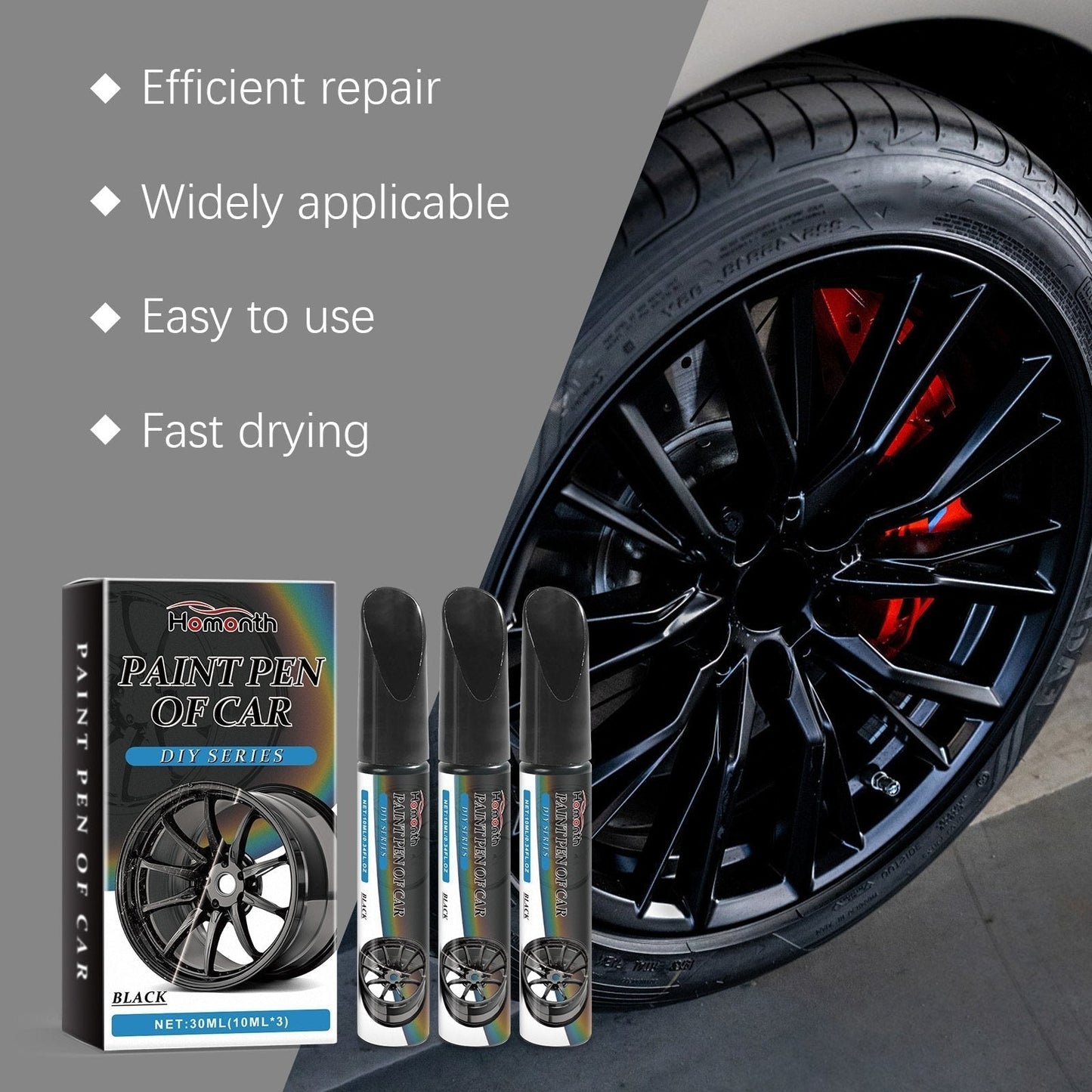 Rim Repair Paint Pen Set Black 30 ml
