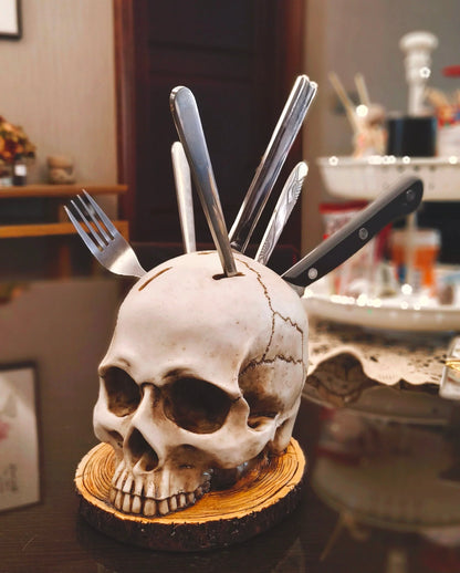 Skull Knife Holder – Gothic Kitchen Decor