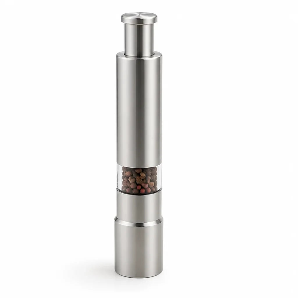 Single-Hand Stainless Steel Salt and Pepper Mill (2-Pack)
