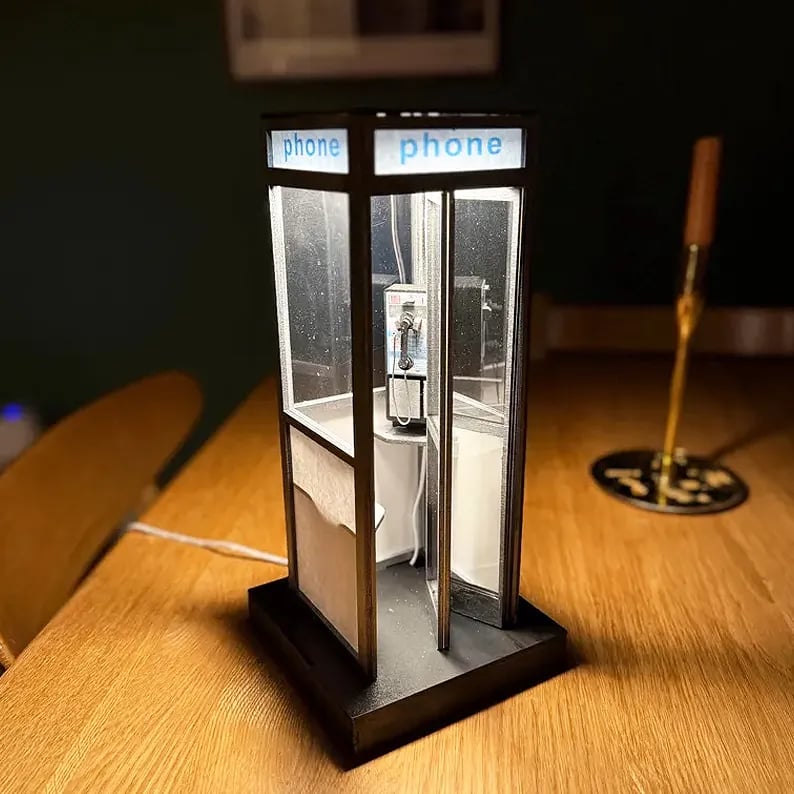 Retro Telephone Booth Table Lamp LED Night Light