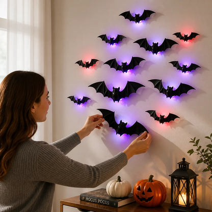 3D Flying LED Self-Adhesive Bat Wall Lights (Multi-Piece Set)