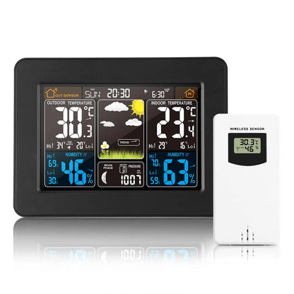 Digital weather station with indoor and outdoor sensor