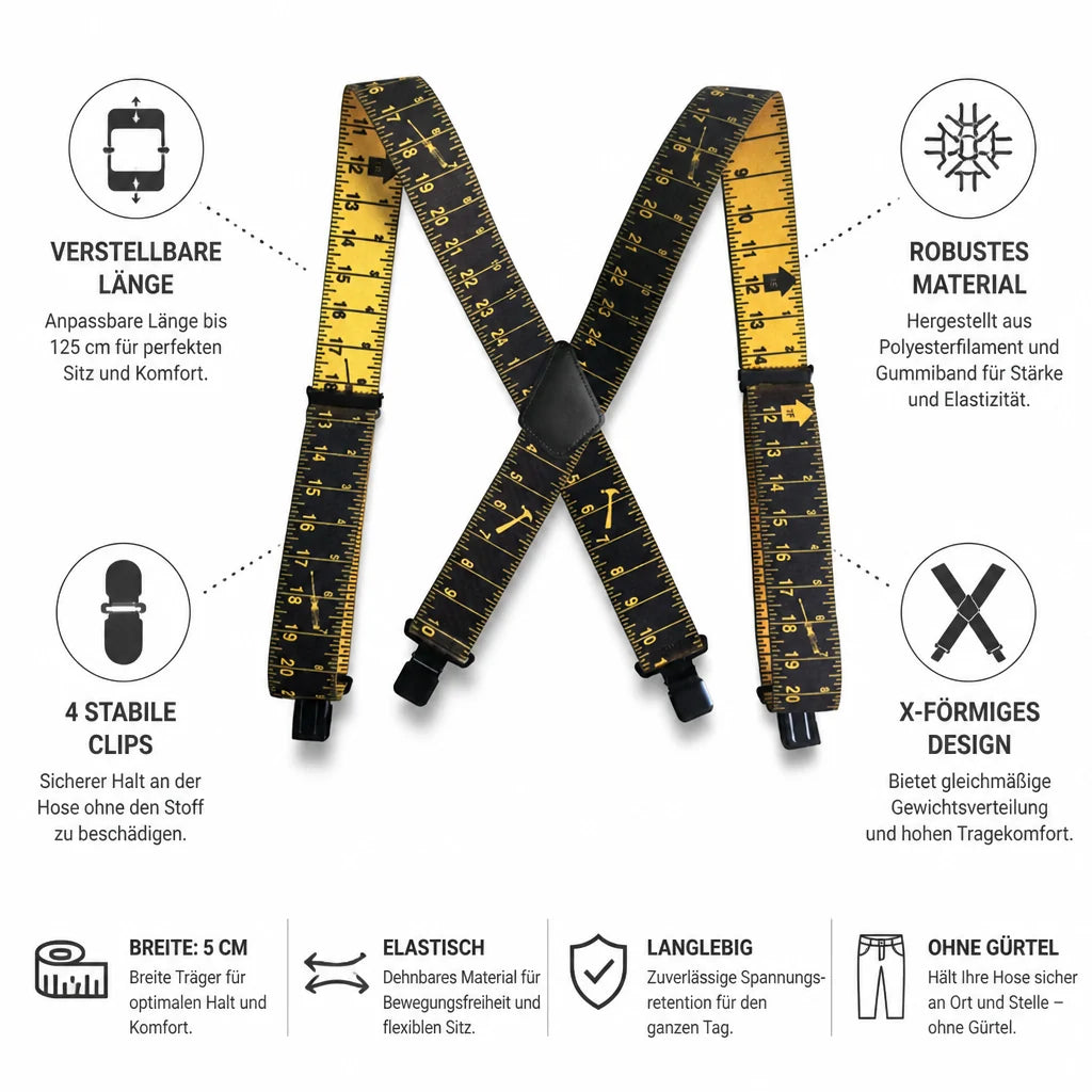 5 cm Wide Adjustable Elastic X-Back Men's Suspenders (4 Clips)
