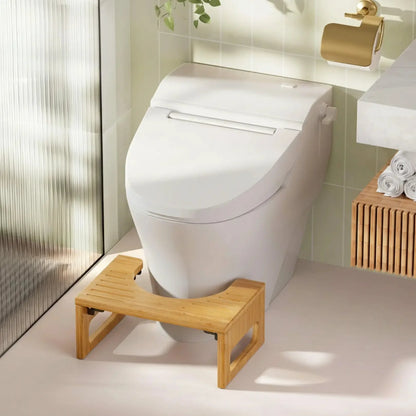 Foldable Bamboo Toilet Stool with Non-Slip Surface
