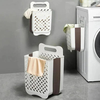 Space-saving laundry basket extendable & foldable
