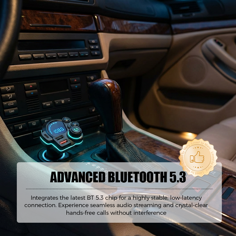 Car FM Transmitter Bluetooth 5.3 Dual USB