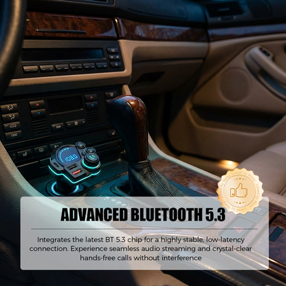 Car FM Transmitter Bluetooth 5.3 Dual USB