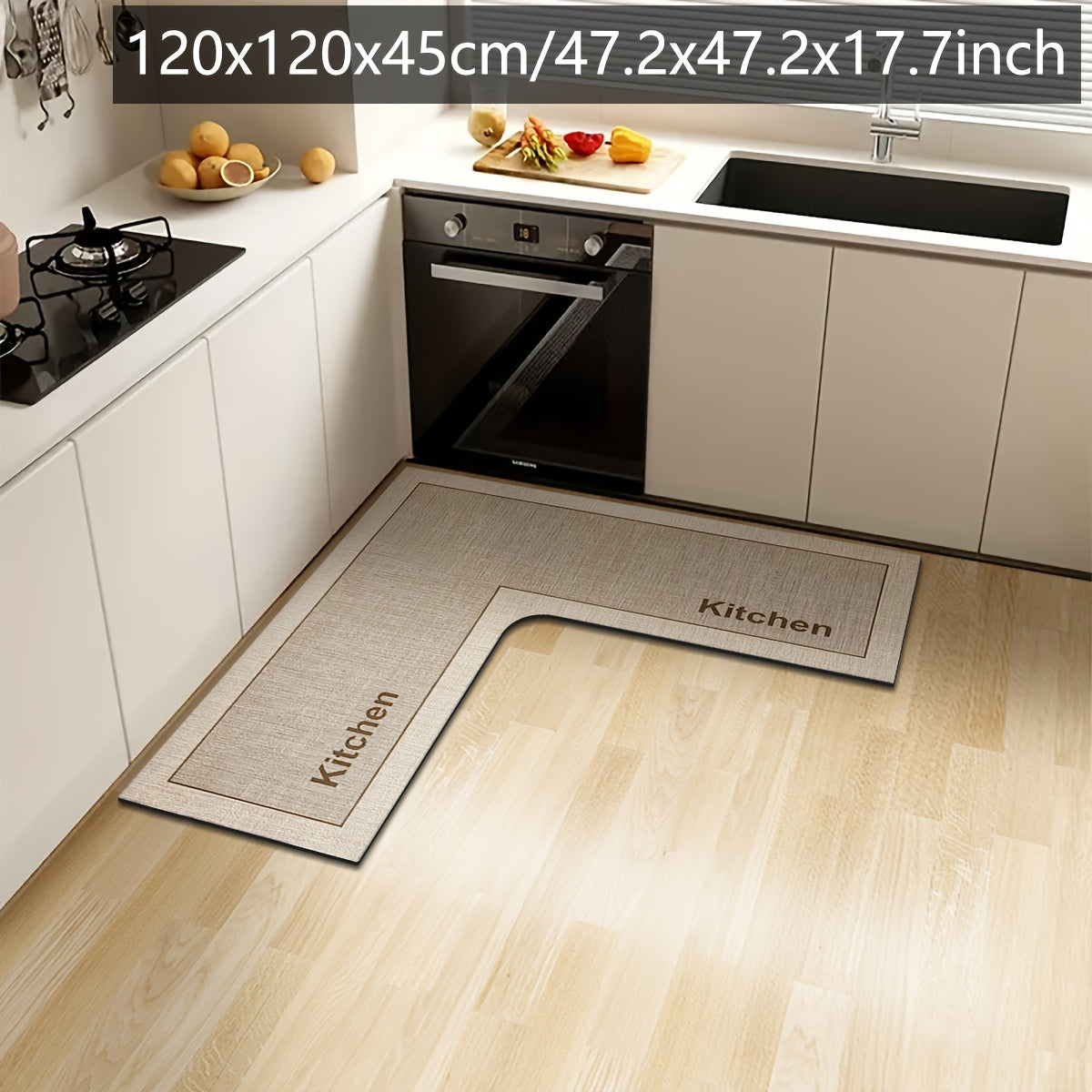 L-Shaped Kitchen Mat Non-Slip & Highly Absorbent