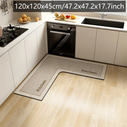 L-Shaped Kitchen Mat Non-Slip & Absorbent