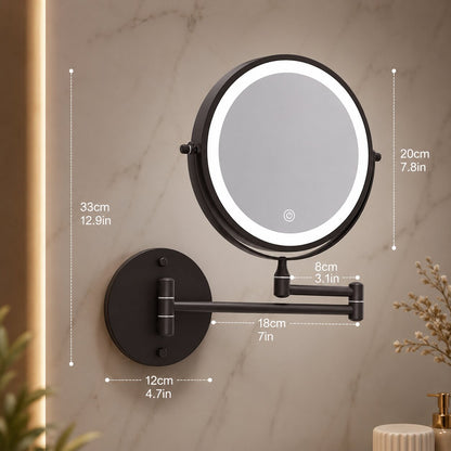 Wall Mirror with LED Lighting and Magnification