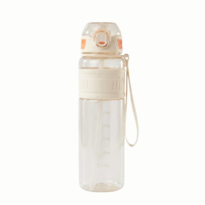 Leak-proof Sports Water Bottle with Screw Cap and Integrated Straw