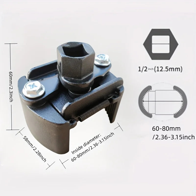 Adjustable Oil Filter Wrench 60–80 mm | 2-Claw Grip for Oil Filters