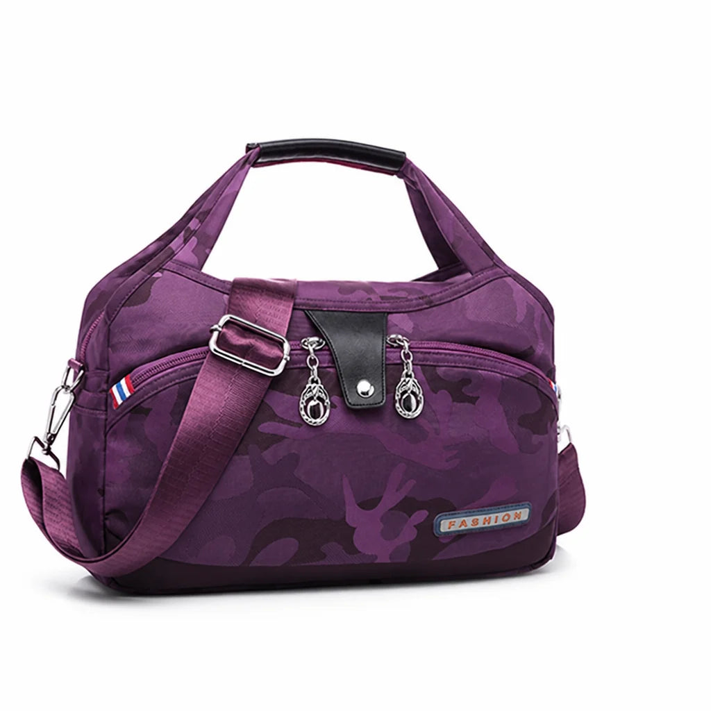 Anti-theft waterproof nylon crossbody bag with multiple zippers