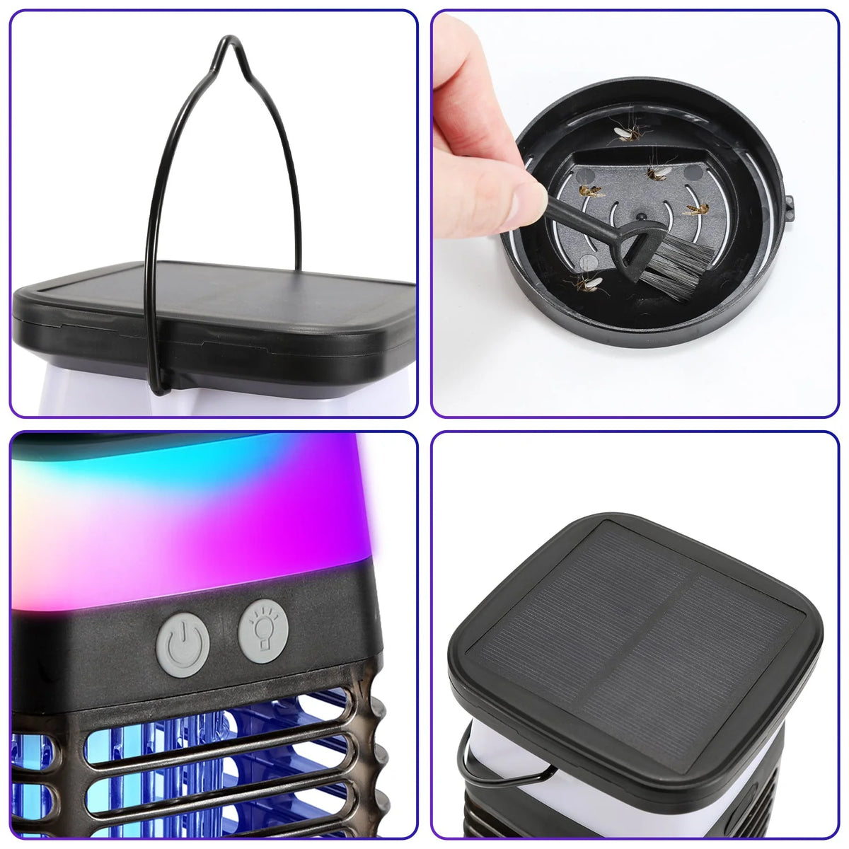 Solar-powered UV mosquito trap with RGB light