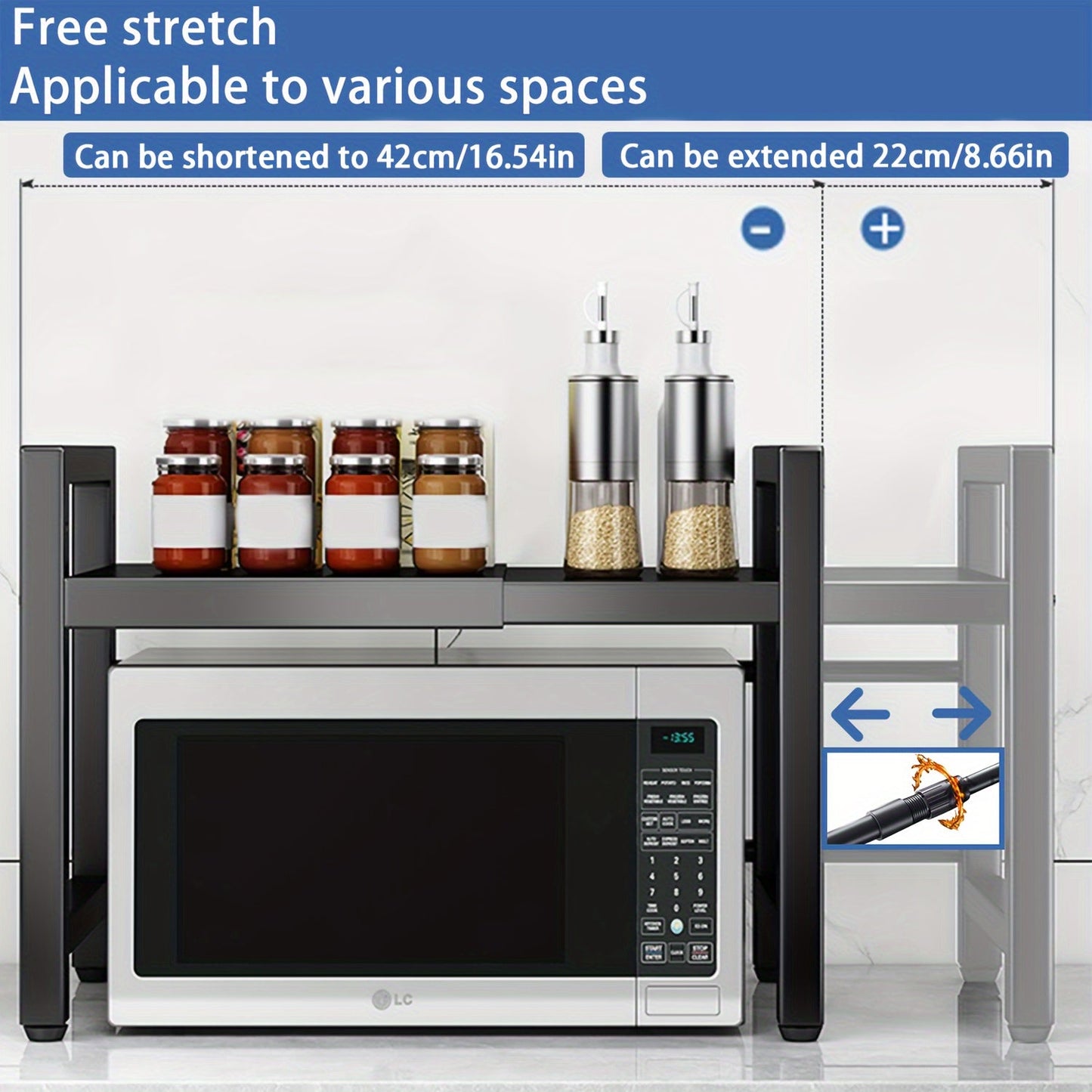 Extendable Microwave Rack 2 Tiers