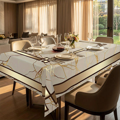LuxeGuard Marble-Effect Tablecloth