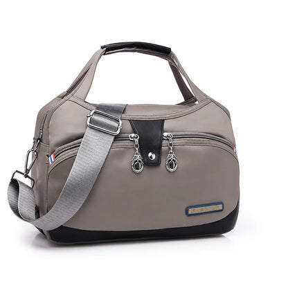 Anti-theft waterproof nylon crossbody bag with multiple zippers